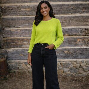 Zara Neon Green Lightweight Sweater, Size Women's Small